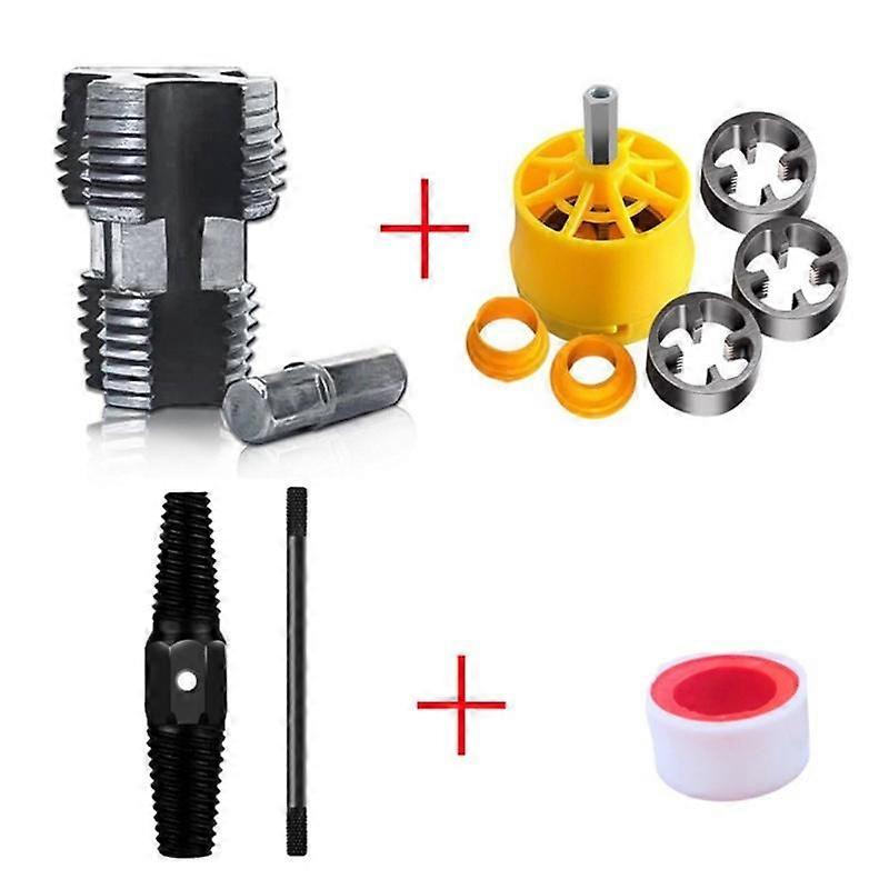 Electric Drill Compatible Pipe Threading Kit PVC Pipe Threader Thread Maker Tool Set with Various Die Size 1/2" 3/4" 1"