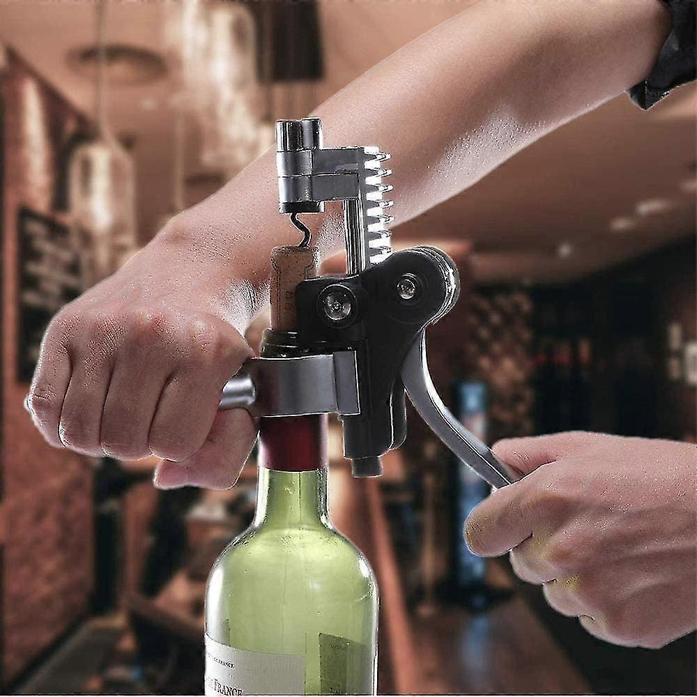 Lever Corkscrew Wine Bottle Opener Set (silver)
