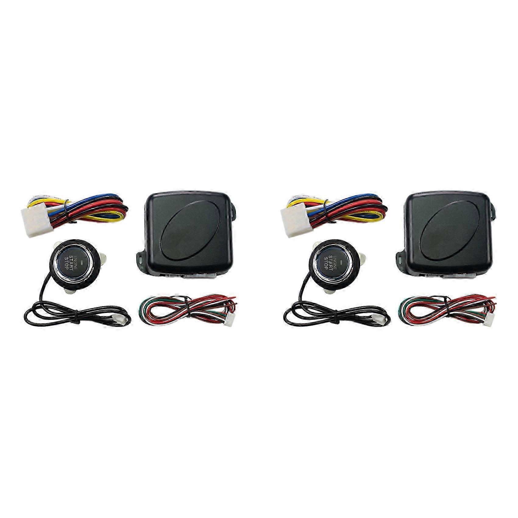 Compatible with 2X car alarm system, one-button start/stop system kit, remote engine compartment door lock, keyless entry system, central locking.