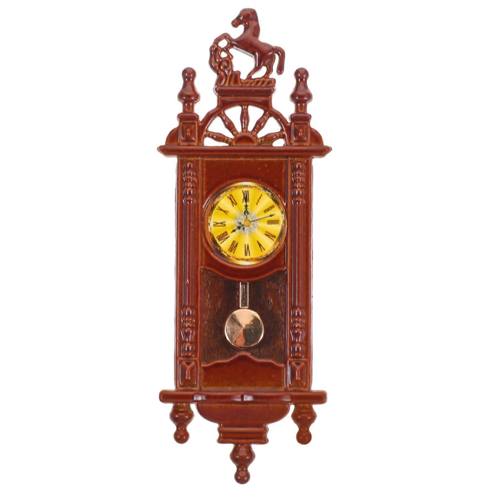 Mini Pendulum Clock Vintage Floor Clock for Playing Mini House Accessory