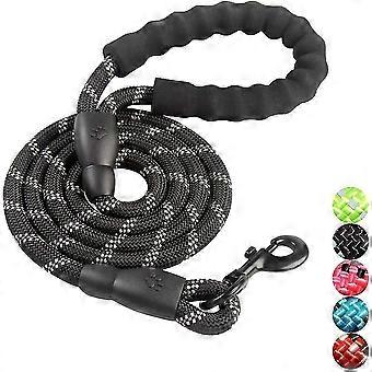 5 Ft Strong Dog Leash With Comfortable Padded Handle, Highly Reflective Threads Durable Dog Leash-Black