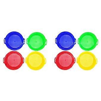 8-delige set zandzeefjes, geschikt voor op het strand, rood, blauw, geel en groen, speelgoed voor kinderen.