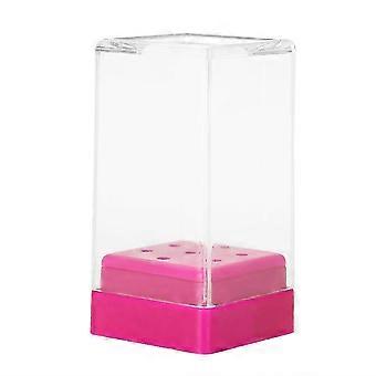 7 Schlitze Nagelbohrer Bit Gehäuse Halter Maniküre Werkzeug Organizer Displayer Ständer Rose Rot
