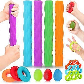 Conjunto de barra de terapia flexible y entrenadores de fuerza de agarre, fisioterapia y barra de resistencia para el codo de golfista, tendinitis, dolor de muñeca y antebrazos
