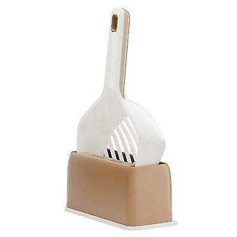 Cat Litter Scoop with Storage Base Long Handle Non-stick Slotted Litter Scooper Portable Poop Sifting Shovel Sifter Pet Supplies