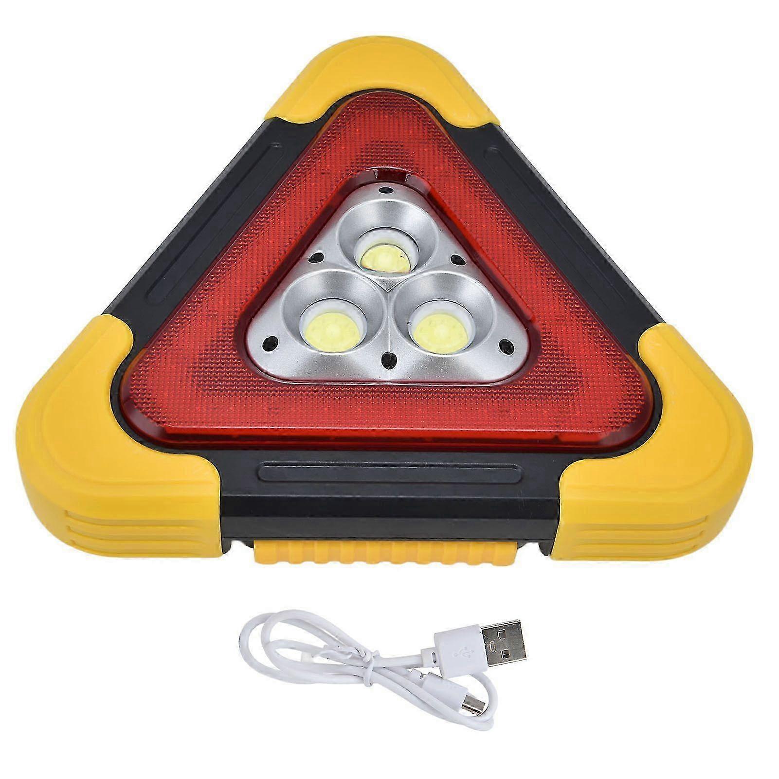 Car Triangle Red Warning Light Solar USB Charging Adjustable Convenient Warning Light