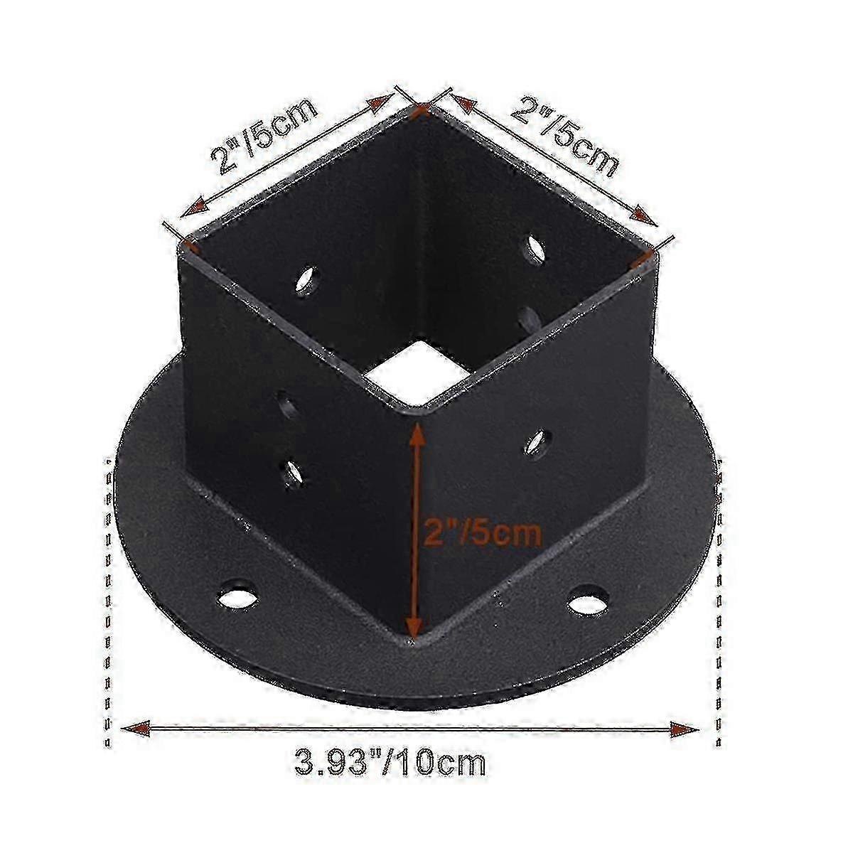 Square Reliable Fence Post Flange Base, 2-piece Set, Compatible with 2X2 Posts, Rustproof & Durable