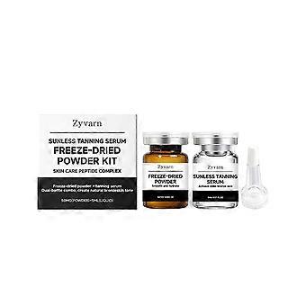 Sunless Tanning Freeze-Dried Powder & Serum Kit Natural Bronzed Skin Tone Moisturizing Self-Tanning Set for Face Body No Sun Exposure Daily Use