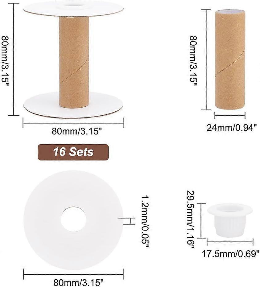 16 Sets Empty Paper Thread Spools Wire Weaving Bobbins Paper Sewing Spools Removable Empty Wire Spools for Yarn Cord Chain