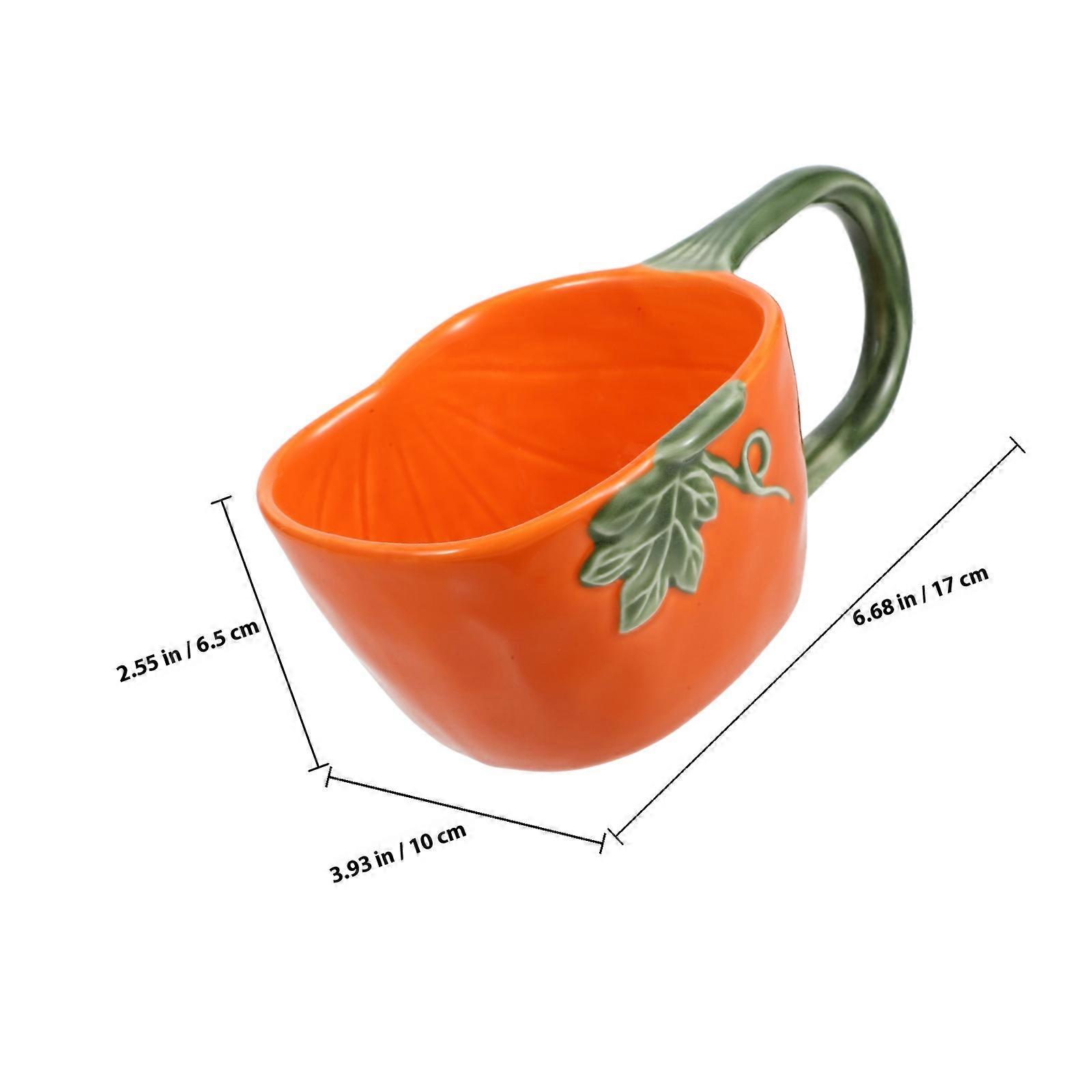 Orange Ceramic Drinking Cup Large Handle for Coffee Mug