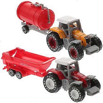 6Pcs Plastic Truck Toy Tractor Model for Kids Assorted Color Playset