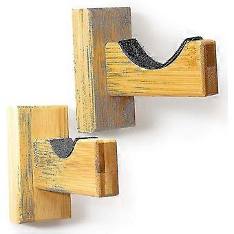 Baseball Bat Display Case Wall Mount Horizontal Rack Brackets Hanger Holder Bamboo Finish