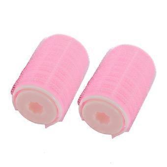 2Pcs No Heat Hair Curlers Set for Fluffy Bangs and Waves, Lightweight Reusable Rollers L Pink