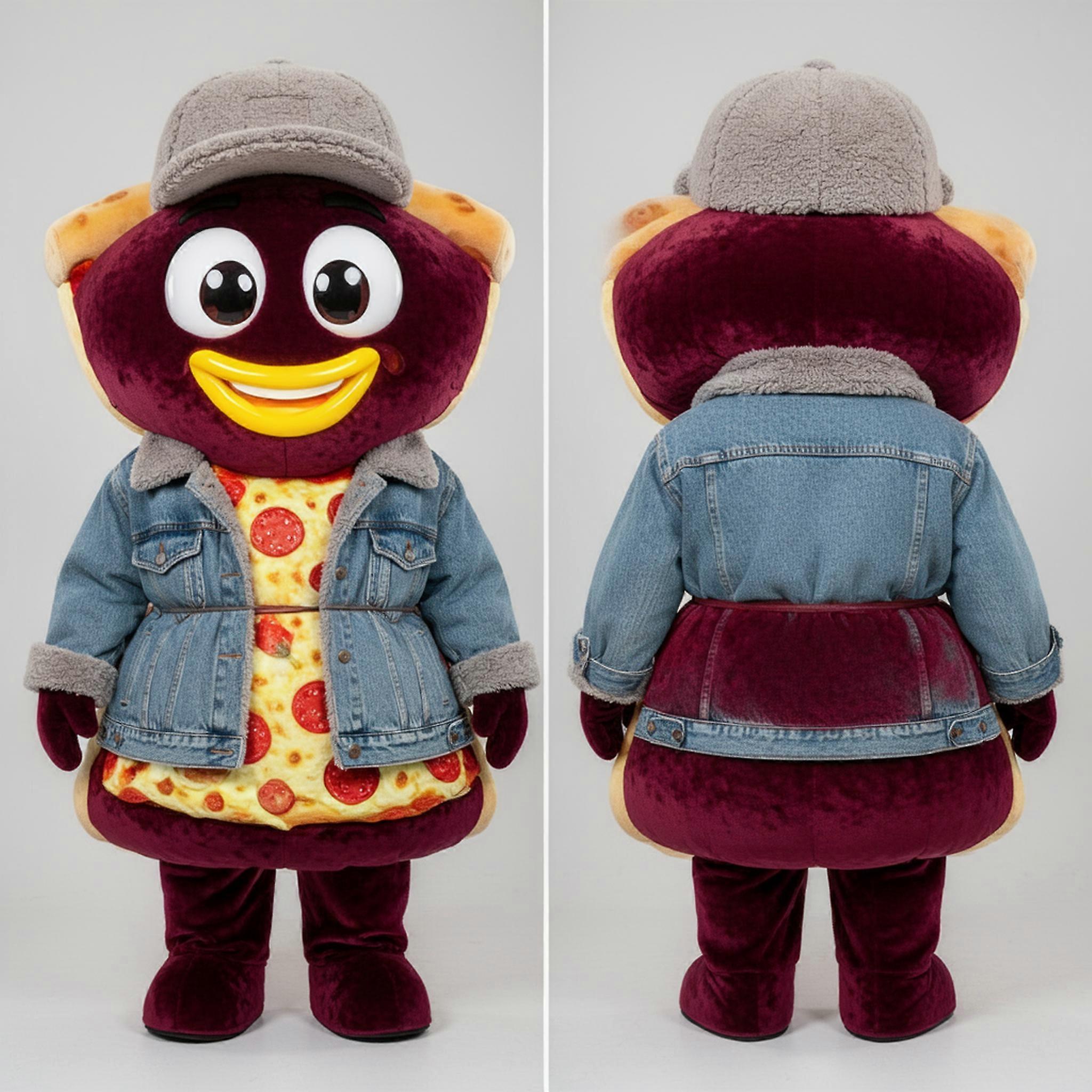 MASTICOT Maroon Velvety Pizza Mascot