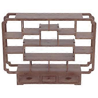 Miniature Dollhouse Plastic Storage Shelf for Display Brown Furniture