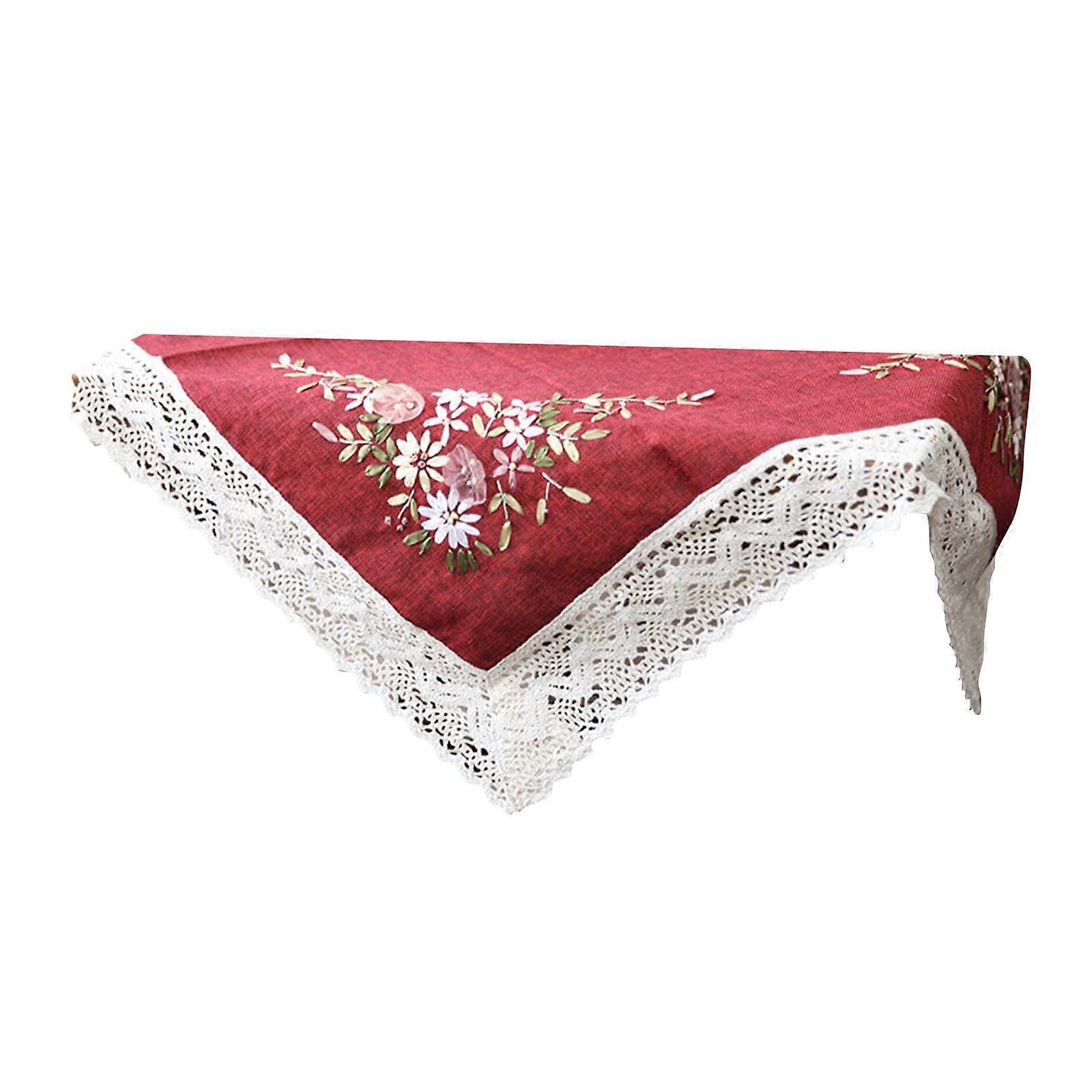 90x90cm Embroidery Tablecloth, Rectangular Tabletop Table Cover Cross Stitch