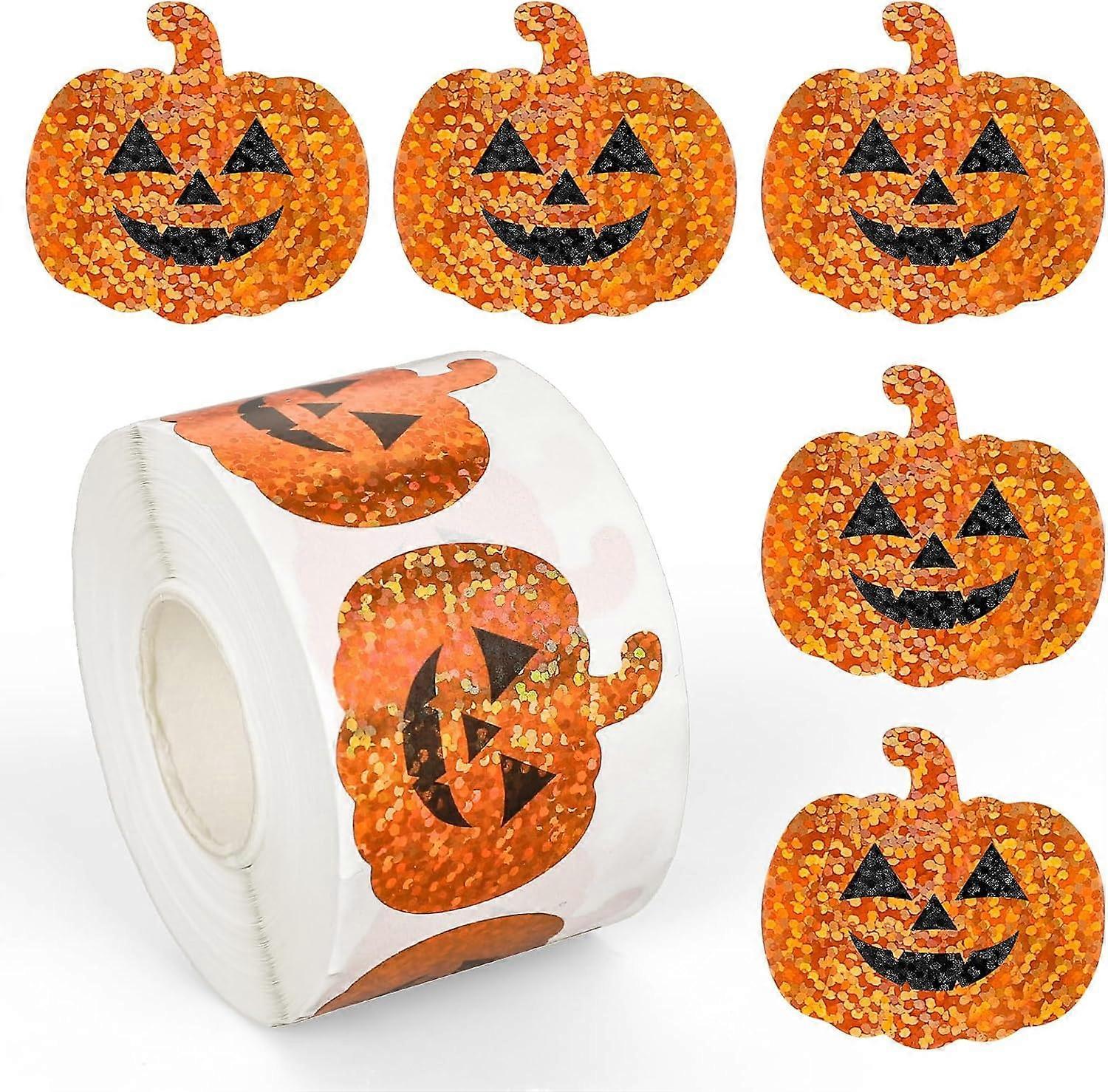 Glitter Pumpkin Stickers Roll