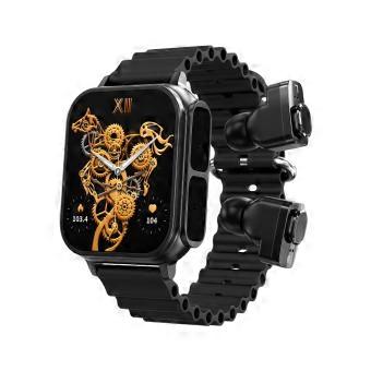 N22 2 in 1 Smartwatch with Wireless TWS Earbuds, 1.96 Inch Display, NFC, MP3 Music Player, Health Monitor (Black)