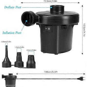 Electric Air Pump 2 in 1 Inflator & Deflator - Quick Inflator for Dinghy, Air Mattress YLW