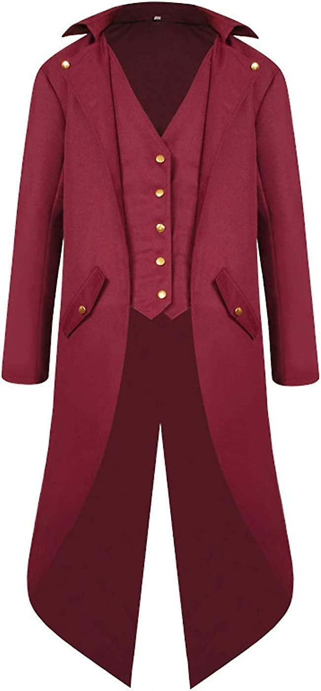 Medieval Halloween Tailcoat Jacket Costumes for Men Gothic Victorian Frock Coat Uniform