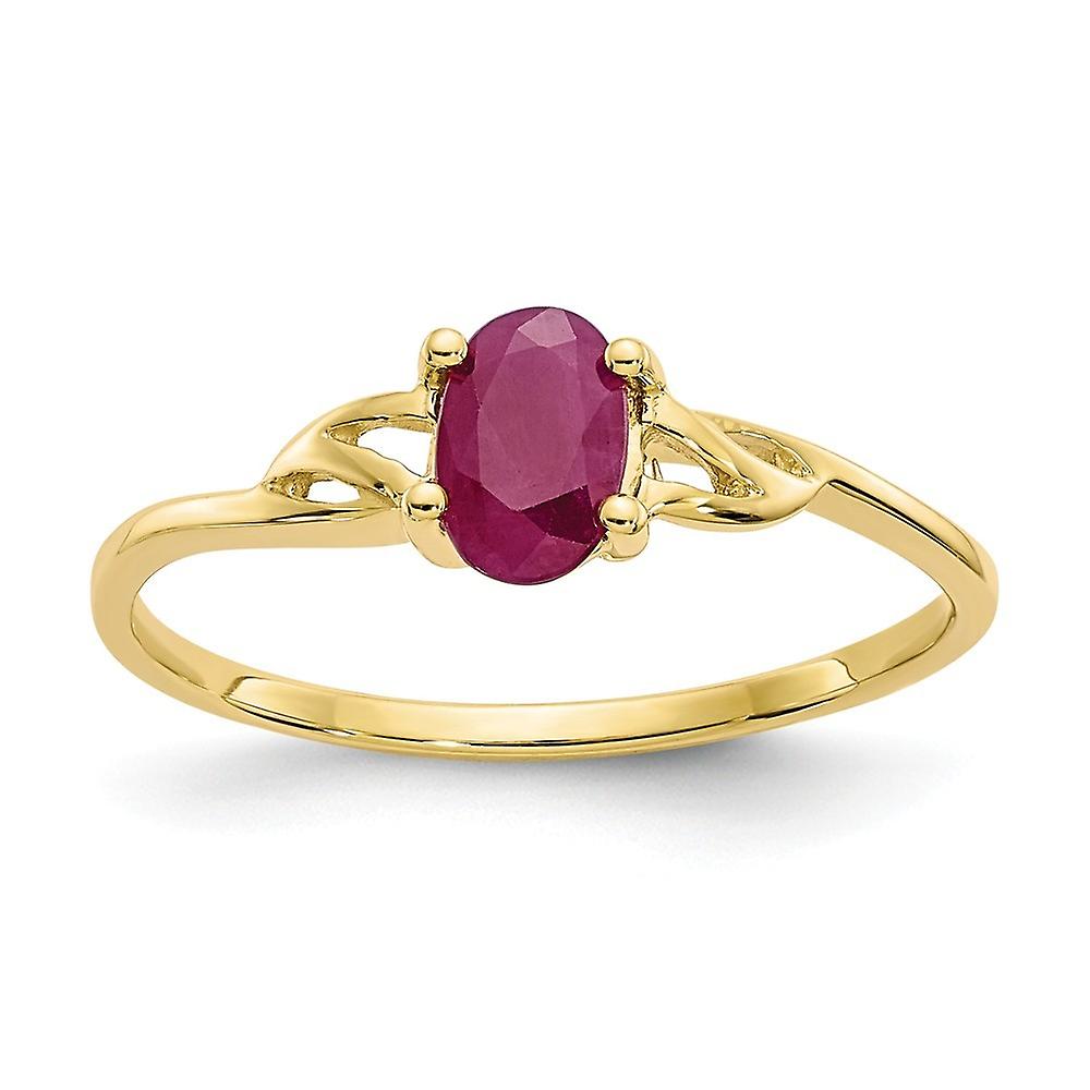10k Yellow Gold Oval Polished Ruby Ring Size 6 Band Style-Ring for Women