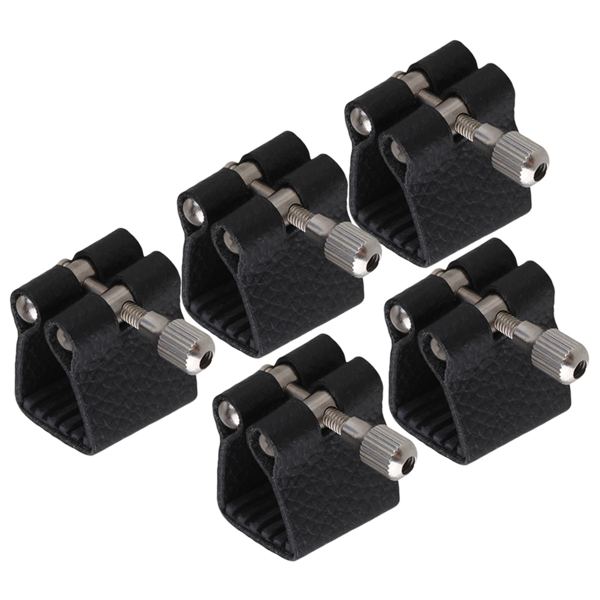 5PCS Soprano Sax Saxophone Artificial Leather Ligature Fastener Black