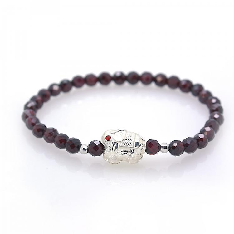 Garnet & 925 Sterling Silver Elephant Bracelet awo-2