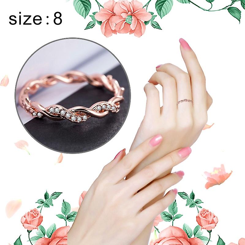Ladies Full Rhinestone Twist Shape Ring, US Size:8