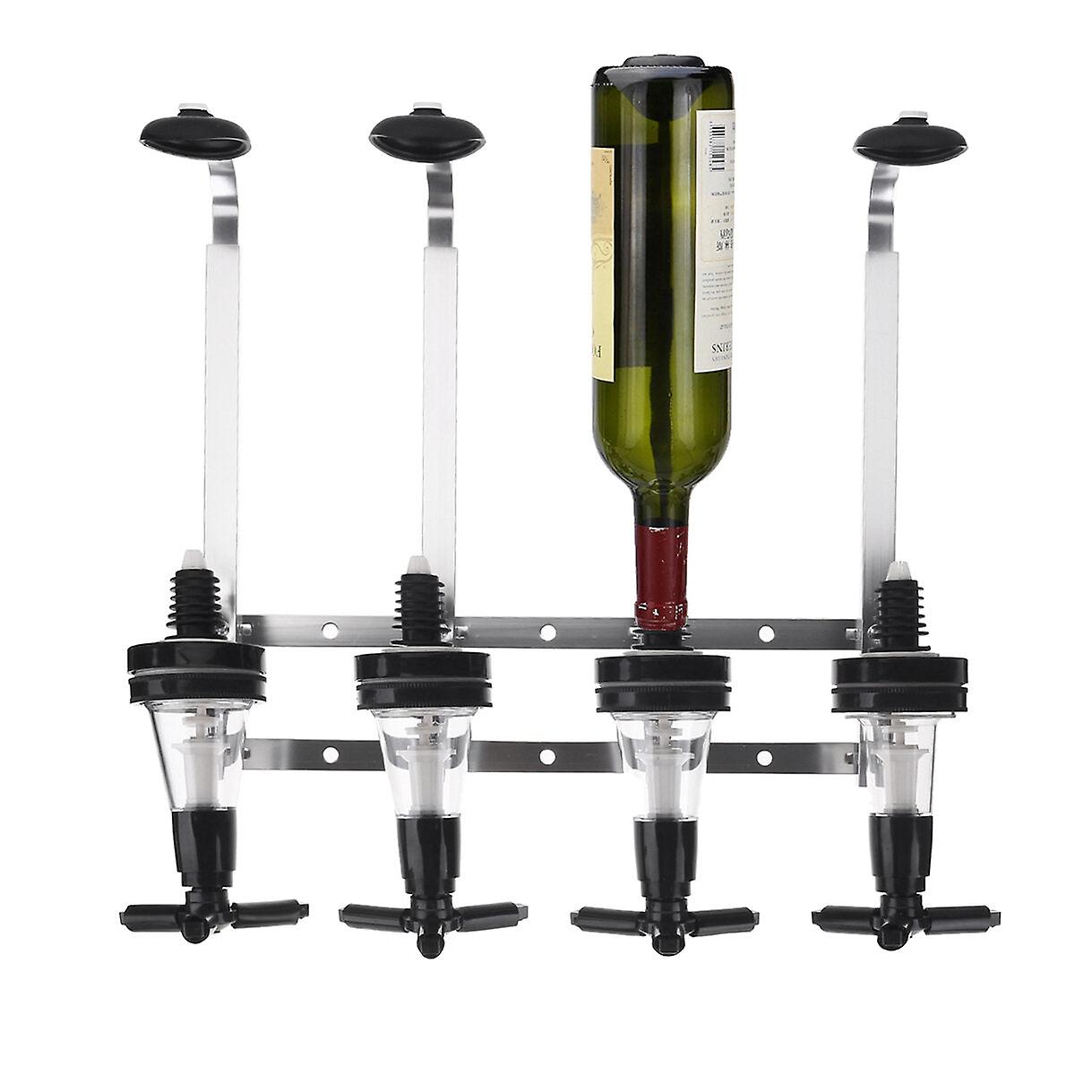 Wall Mounted 4-bottle Alcohol Dispenser Rack, 30ml Capacity For Home Bar Drink Pourer