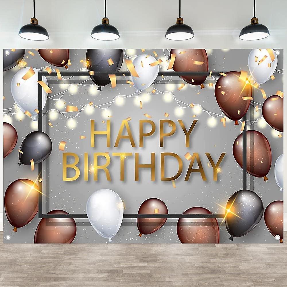 女性男性のためのお誕生日おめでとう背景装飾黒茶色のバルーン写真背景誕生日記念日パーティー背景バナー
