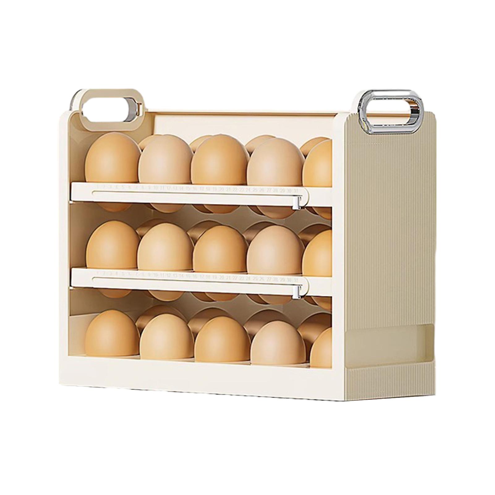 3 Layer Egg Organiser with Handle Large Capacity Egg Storage Case for Countertops