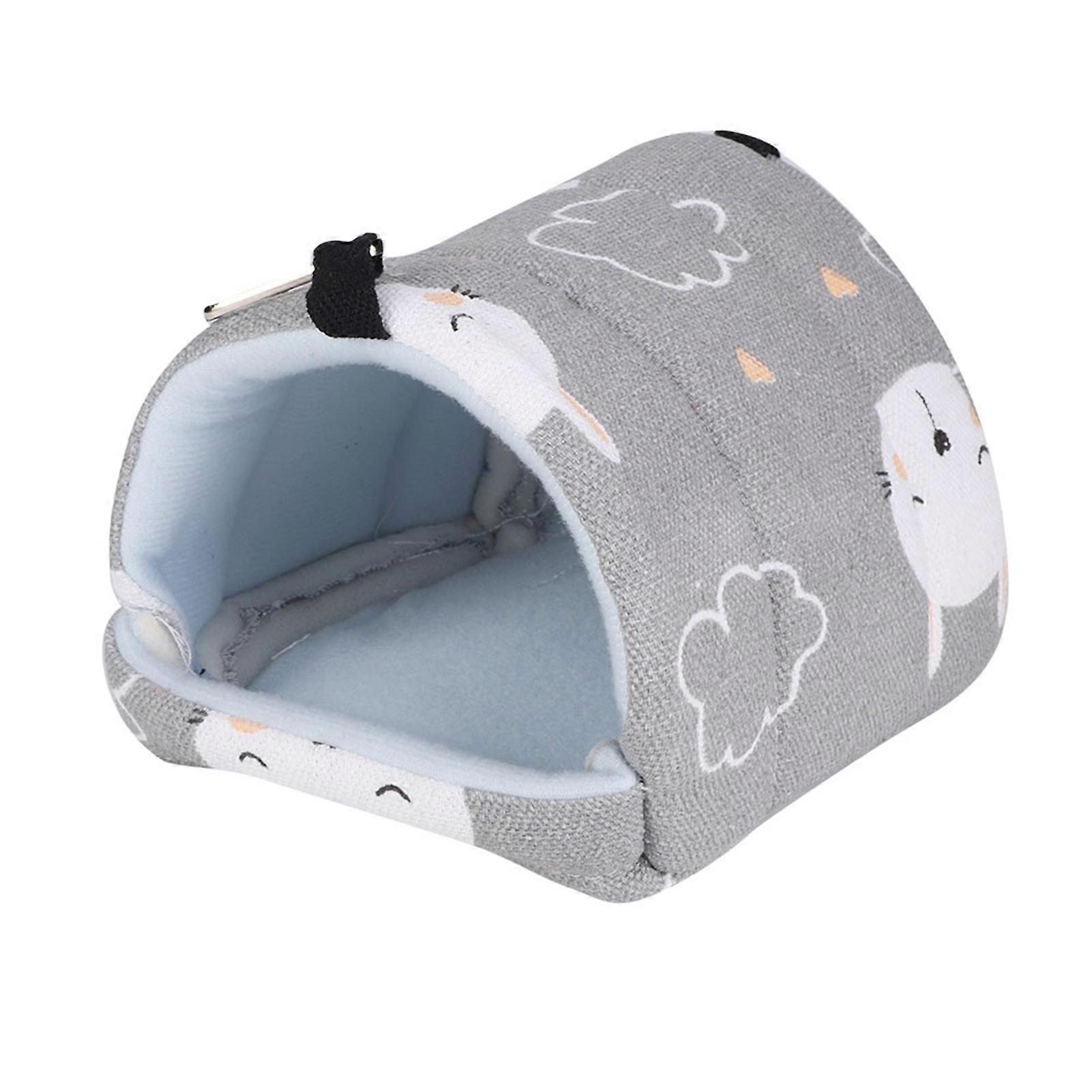 14*12cm Durable Pet Canvas Hanging Bed Hammock for Rat Hamster Squirrel Parrot(Gray Rabbit)