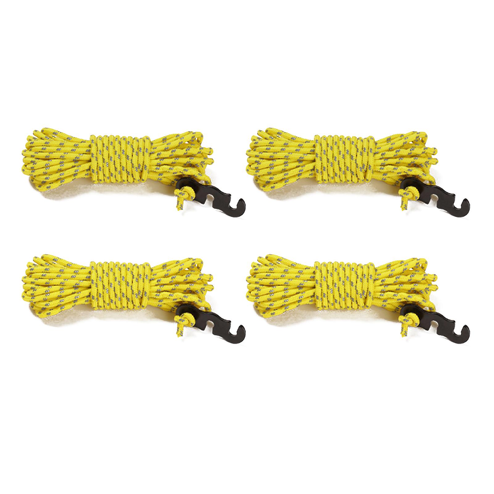 4pcs 4m Outdoor Tent Reflective Cords Lightweight Camping Rope with Aluminum Alloy Buckle Thick Rope for Tent Tarp