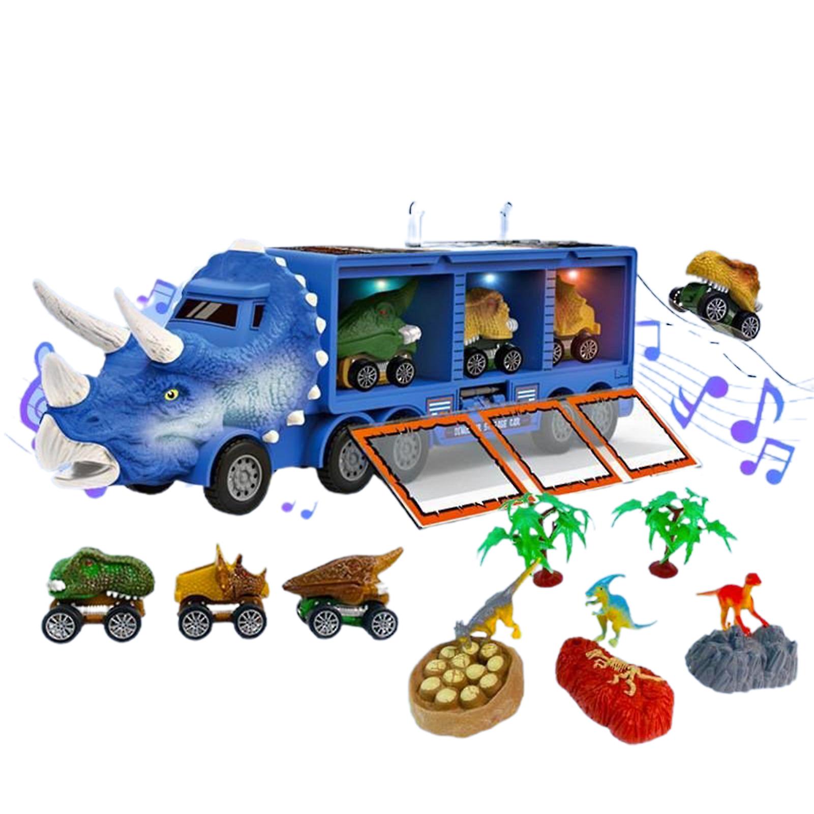 Dinosaur Transport Toy Car with Its Own Music and Lights Realistic Model Soft Toy Birthday Gift for Kids