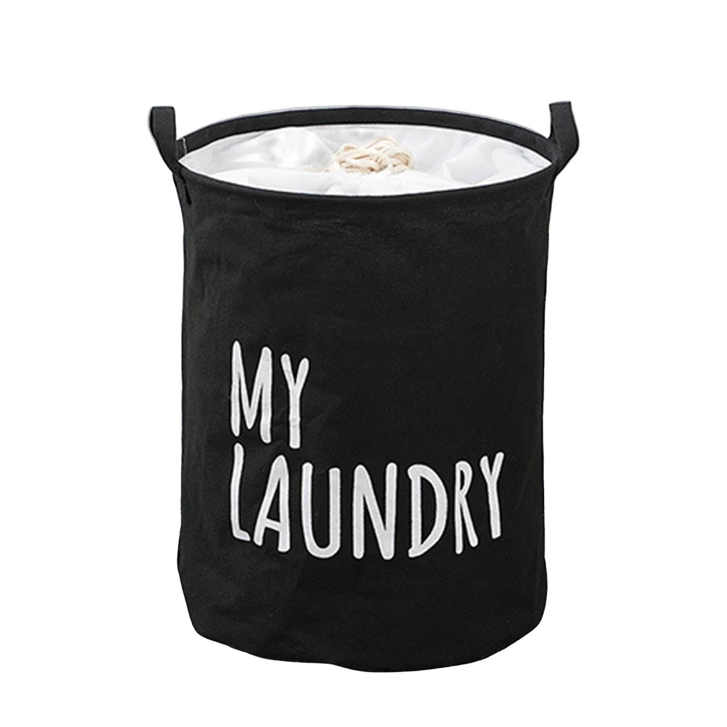 Laundry Basket Foldable Drawstring Freestanding Handle Dirty Clothes Sundries Toys Storage Bag Home 