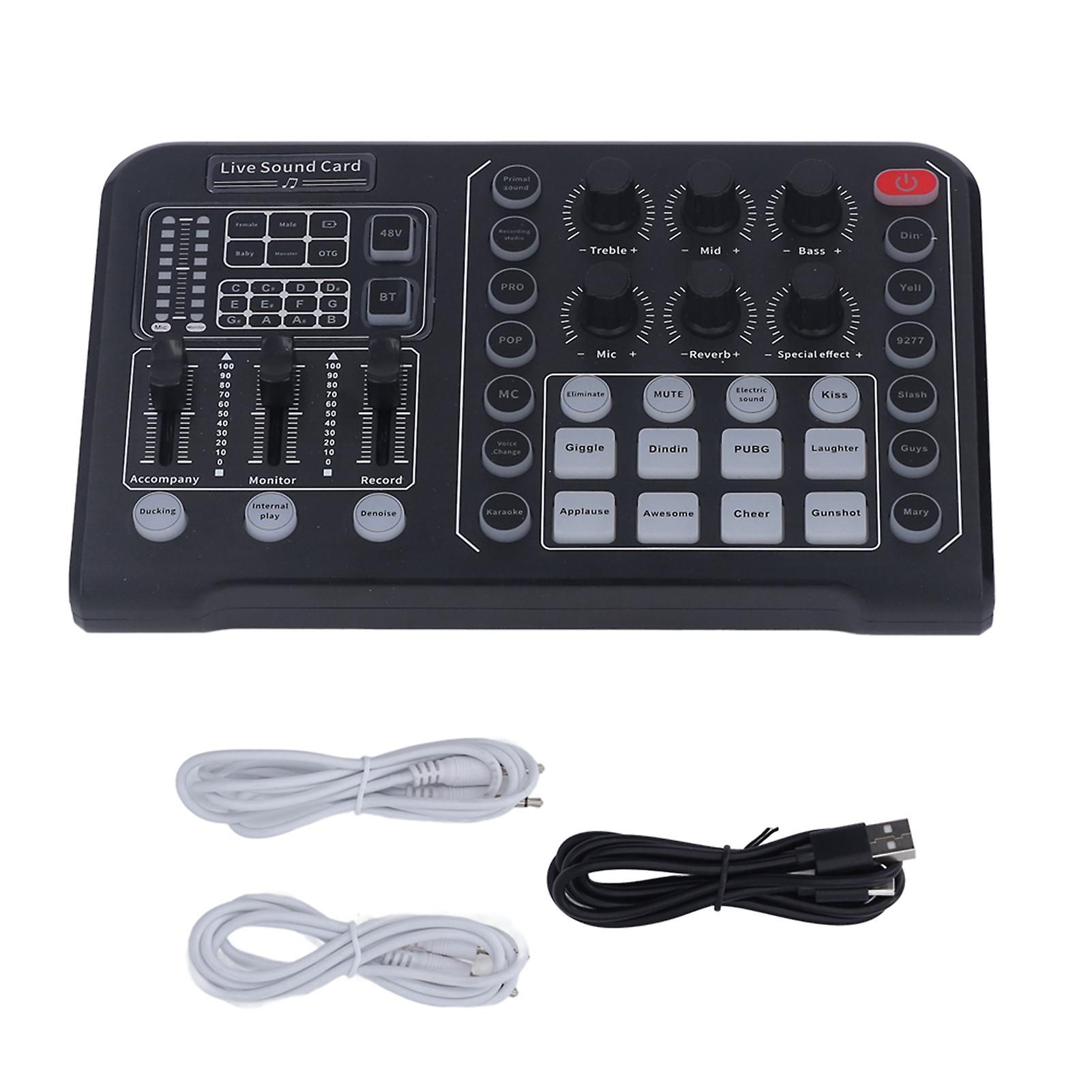 Live Sound Card Live Sound Card DSP Chip Dual Channel Professional Wireless Multifunctional Sound Card for Home Karaoke Live Streaming