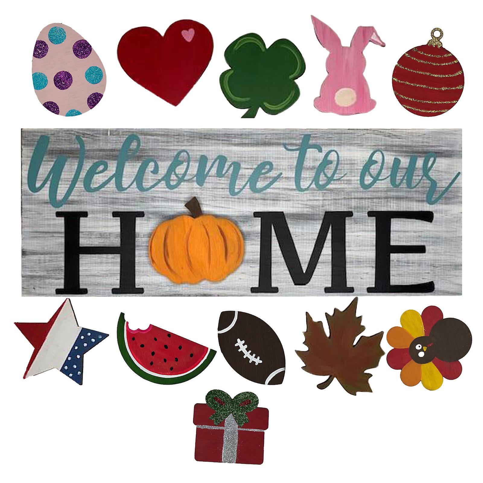Welcome Sign for Front Door Holiday Home Decor Sign With Rustic Wooden Door Hanger for Farmhouse Porch New