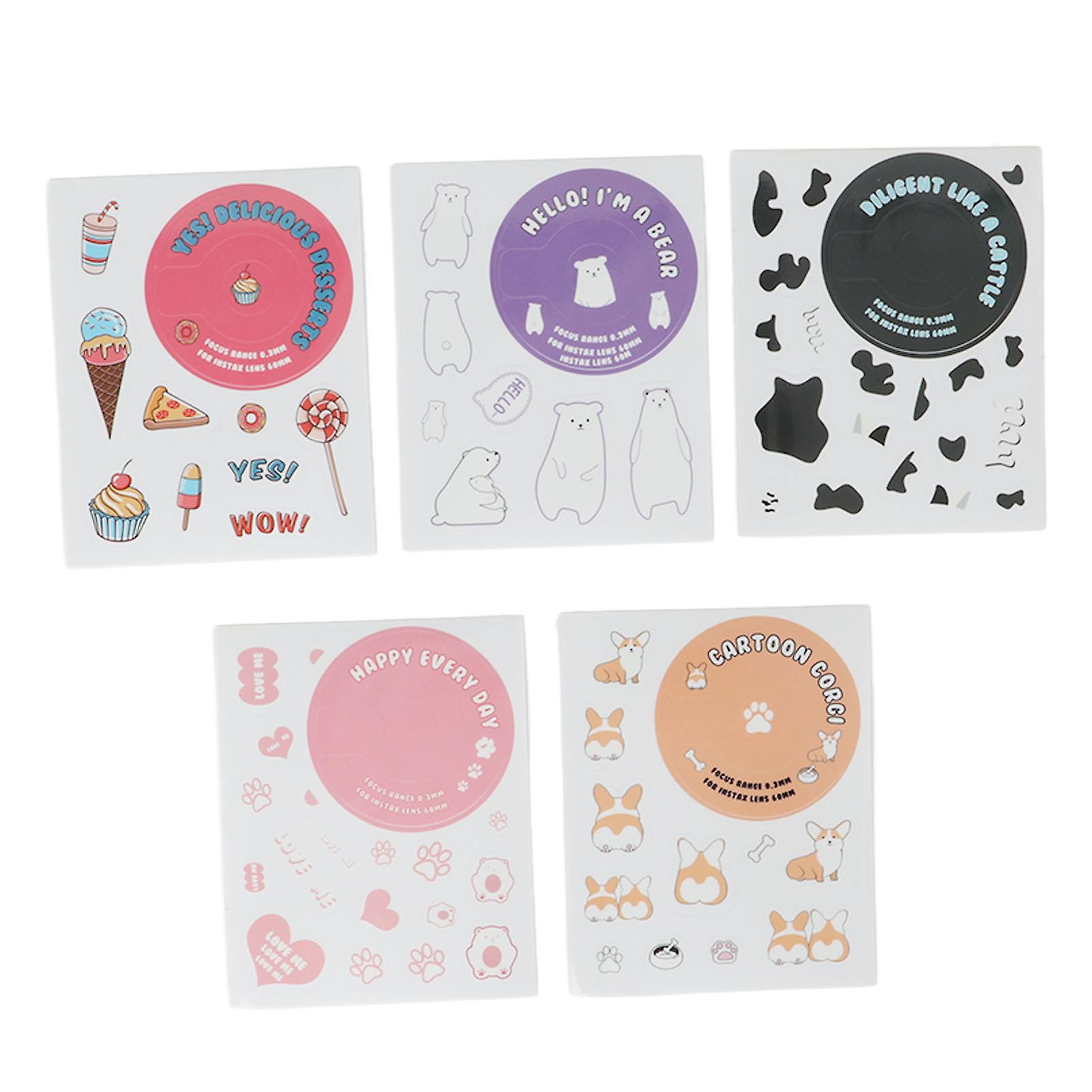 Decoration Cute Cartoon DIY Stickers 5 Different Pattern Camera Stickers for Fuji Instax Mini 11 Camera Dessert Animal Series