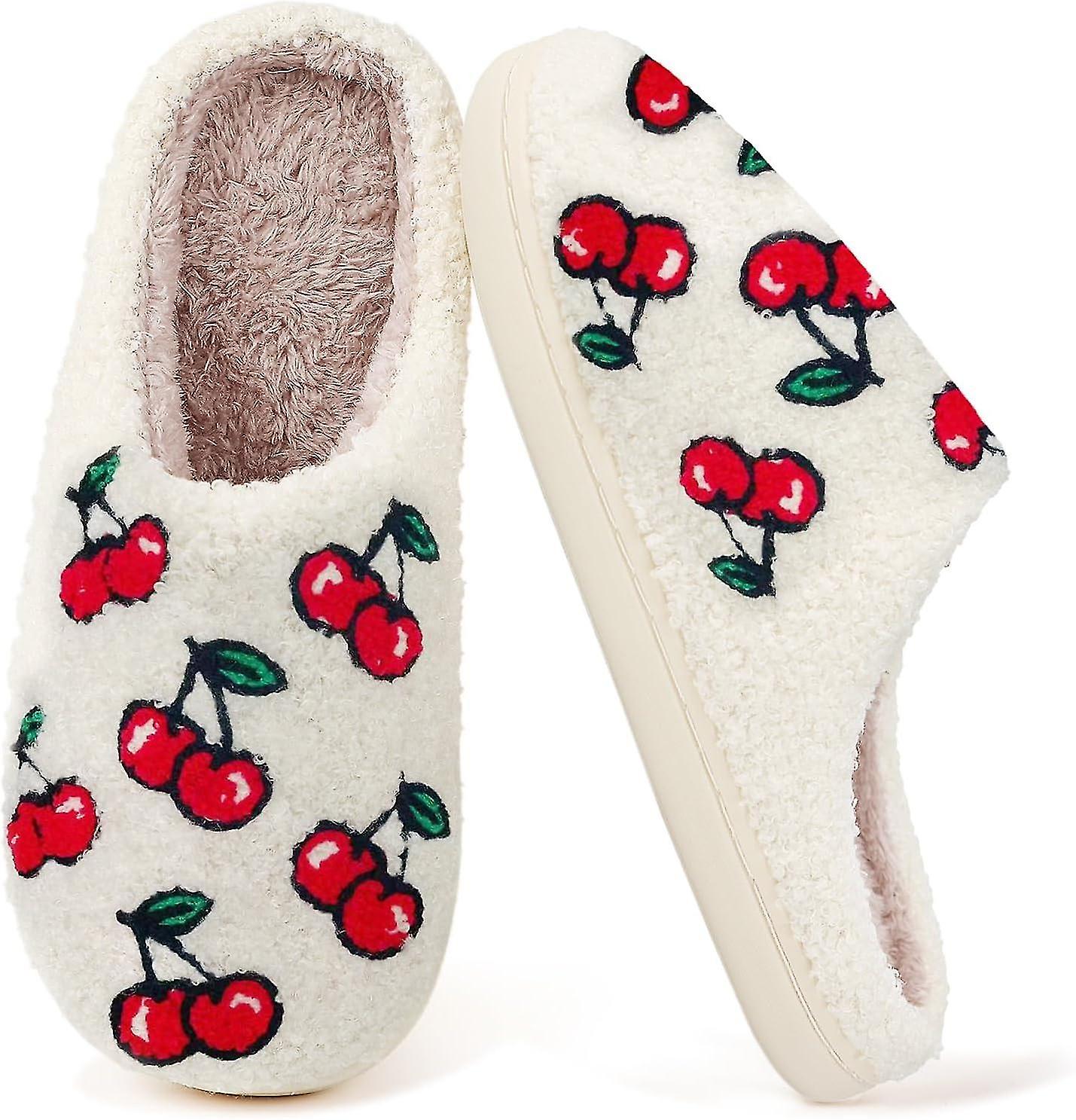 Cute House Slippers For Womens Mens Retro Soft Warm Fuzzy Slippers Memory Foam Cloud Slides Slip-on 