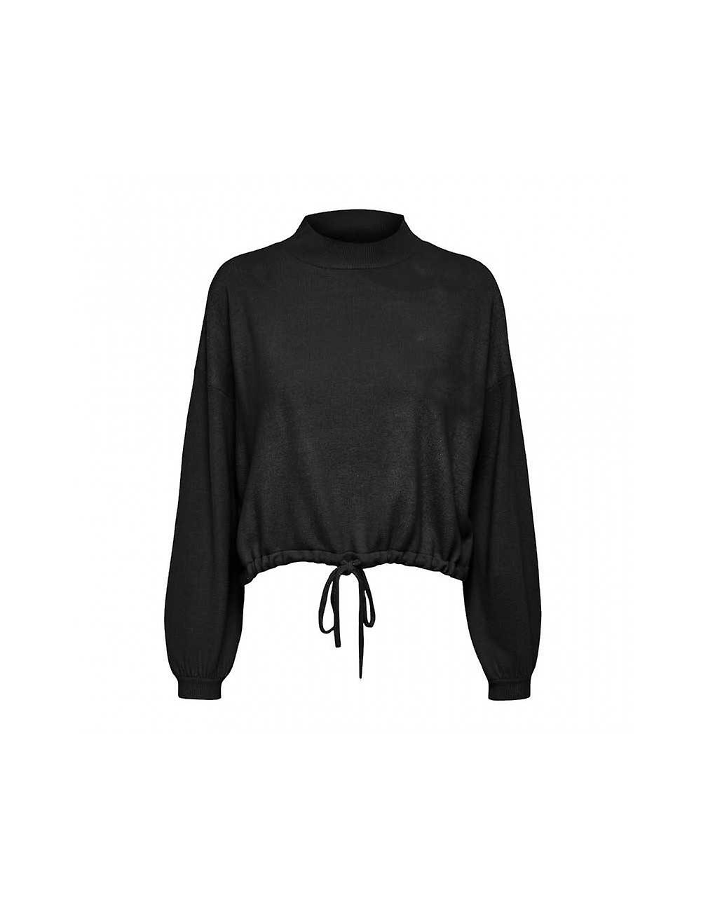 Only Pullover Donna Amalia Nero Girocollo Con Cintura