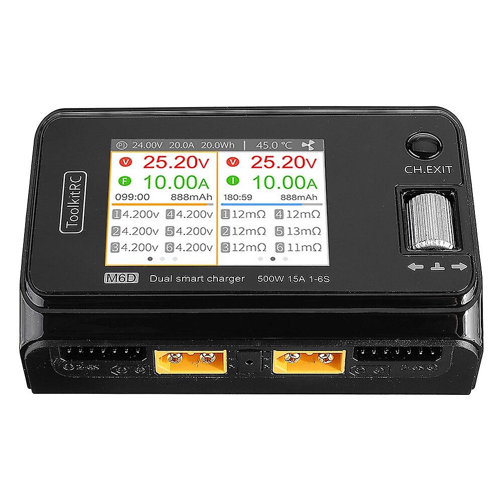 ToolkitRC M6D 500W 15A High Power DC Dual Smart Charger Discharger for 16S Lipo LiHV Lion NiMh Pb Ba