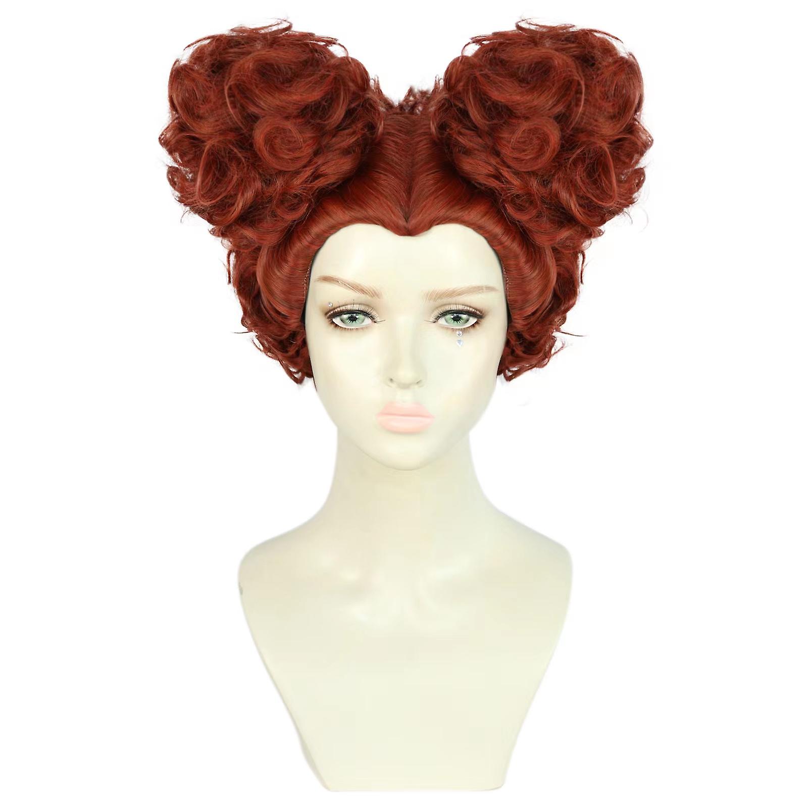 Halloween Wig Hocus Pocus  Cosplay Winifred Sanderson Wig Heart-shaped Orange Curly Hair Halloween Carnival Wig Cos Costumes Props