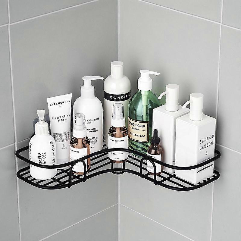 Corner Shower Shelf Without Drilling, Bathroom Shelf, Kitchen Storage (Black)