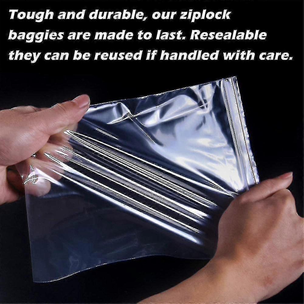 100 Pcs Thick Clear Ziplock Plastic Poly Bags Durable Reclosable Zip