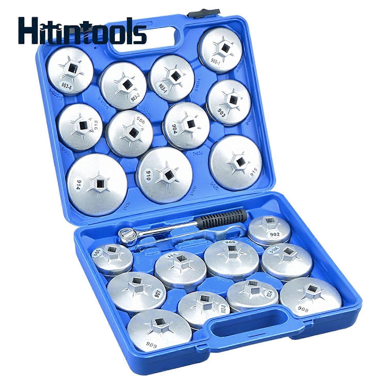 23pcs Aluminum Alloy Cup Type Oil Filter Cap Wrench Socket Removal Tool Set No.44097