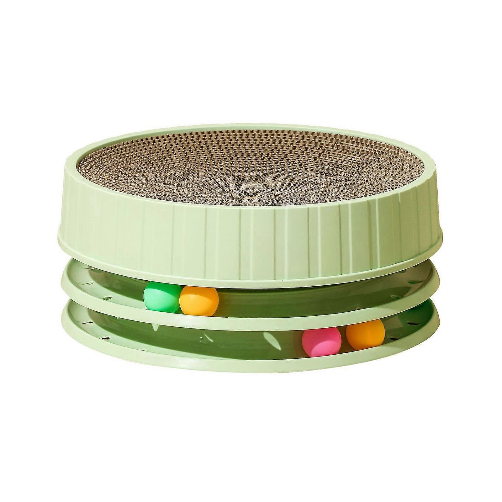 Cat Scratching Board Toy High Density Scratch Resistant Interactive Round Scratcher Cat Toy with Catnip for Cats Green
