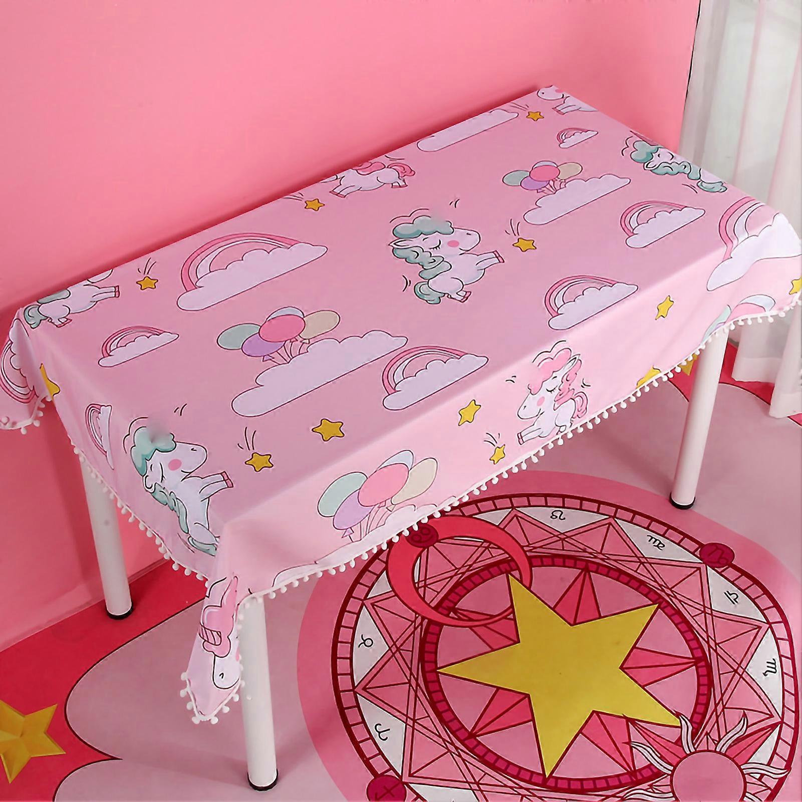 漫画のテーブルクロス女の子のための美しいかわいい漫画の装飾的なテーブルカバーピンクのリコルン100cm / 39.4in幅70cm / 27.6in長い