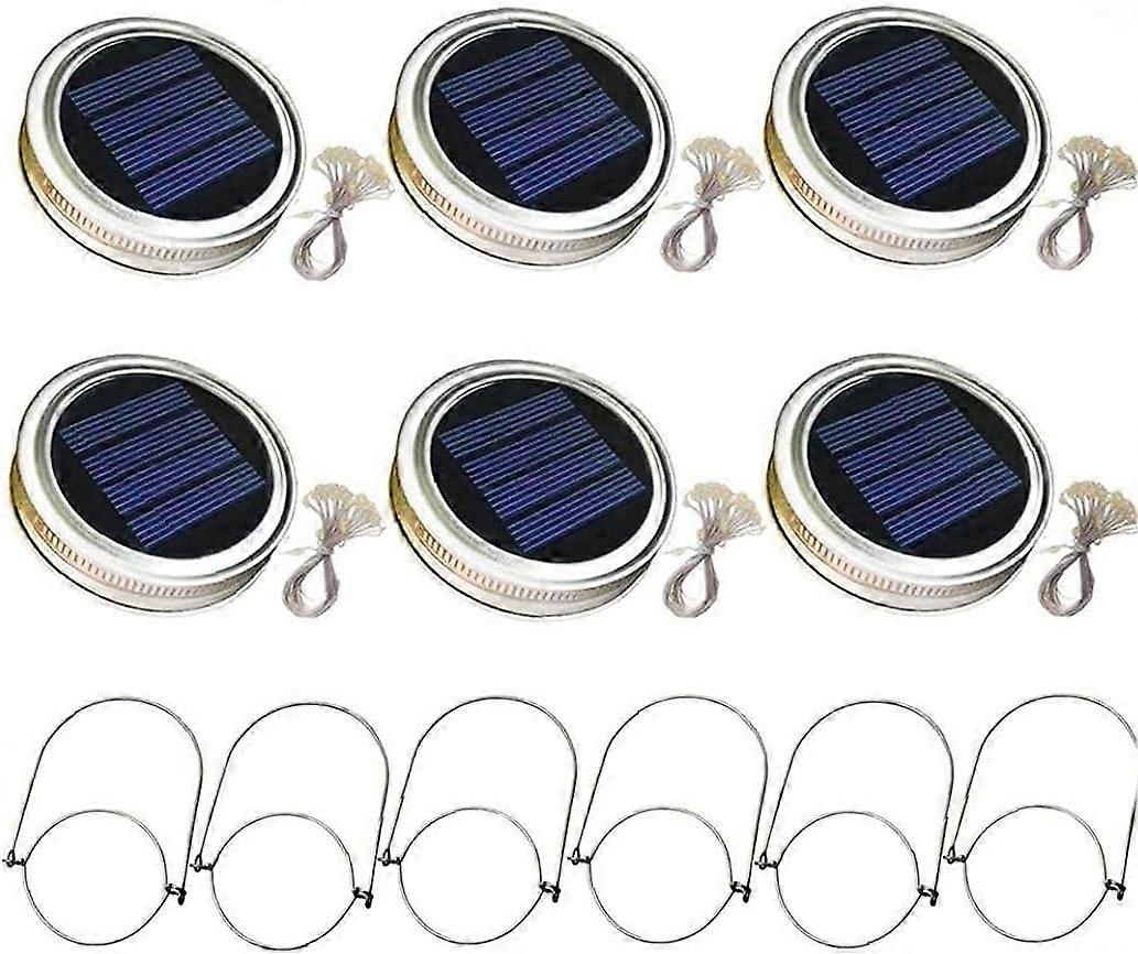 Solar Mason Jar Lanterns Clear Lid with 2m Handle Lights 20 LED Hanging Lamp Lantern Garden White Li