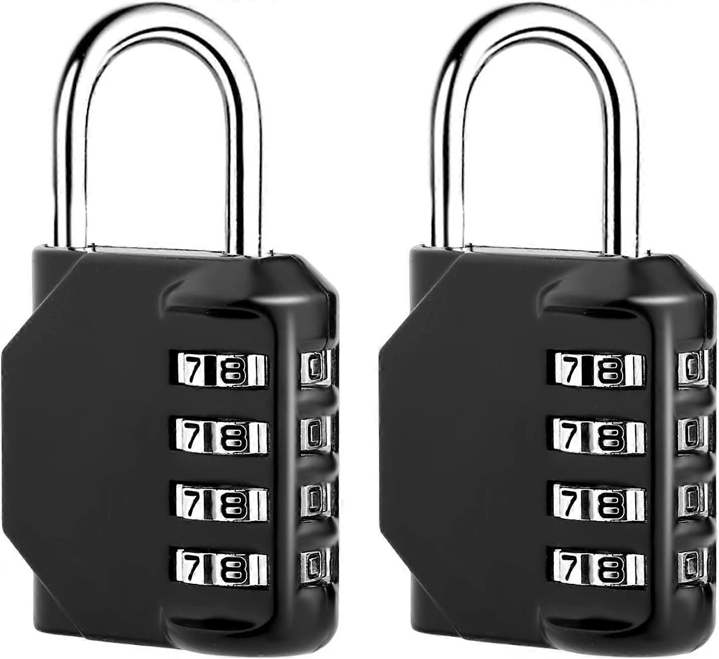 Pcs 4-Digit Code Padlock, Zinc Alloy Waterproof Code Padlock, Rustproof Code Locker Padlock for Closet Gym Garage Toolbox (Black)
