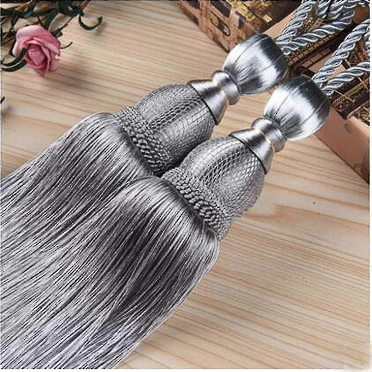 Set of 2 tiebacks with ropes, pompoms and balls